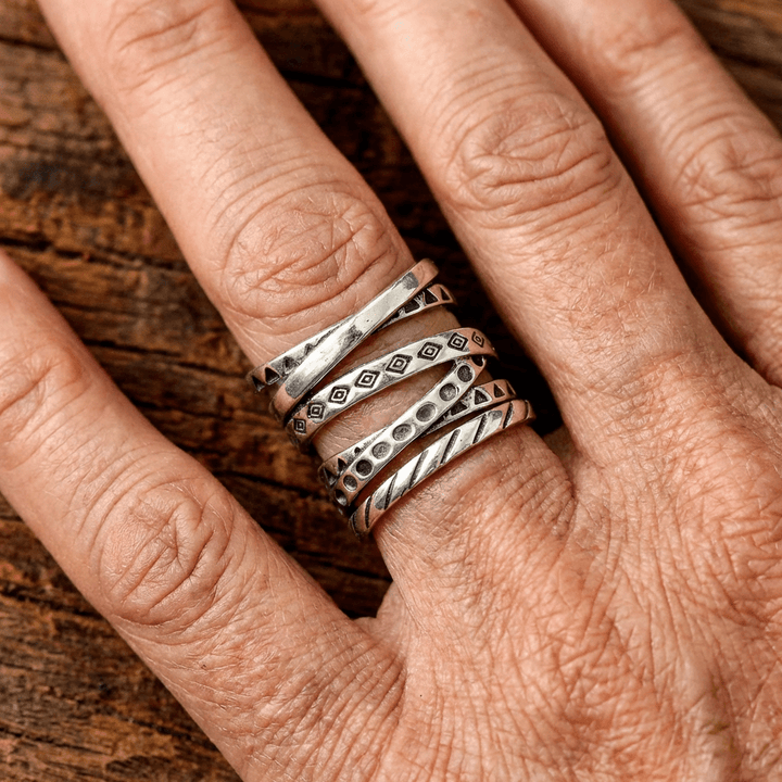 Vintage Bohemian Long Wrapped Around Silver Plated Ring