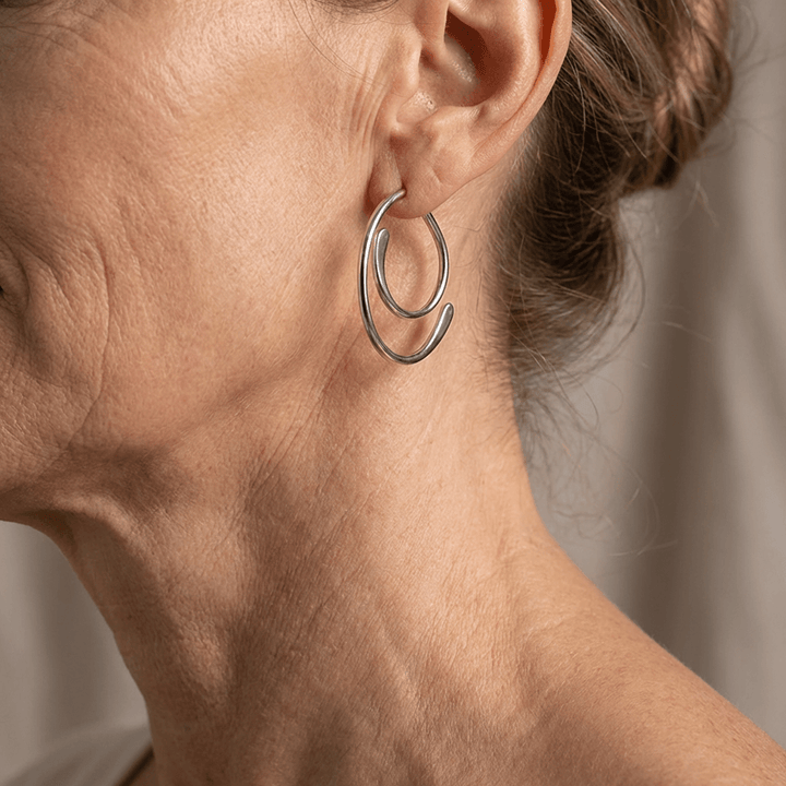 Vintage Simple Patchwork Piercing Silver Plated Earrings