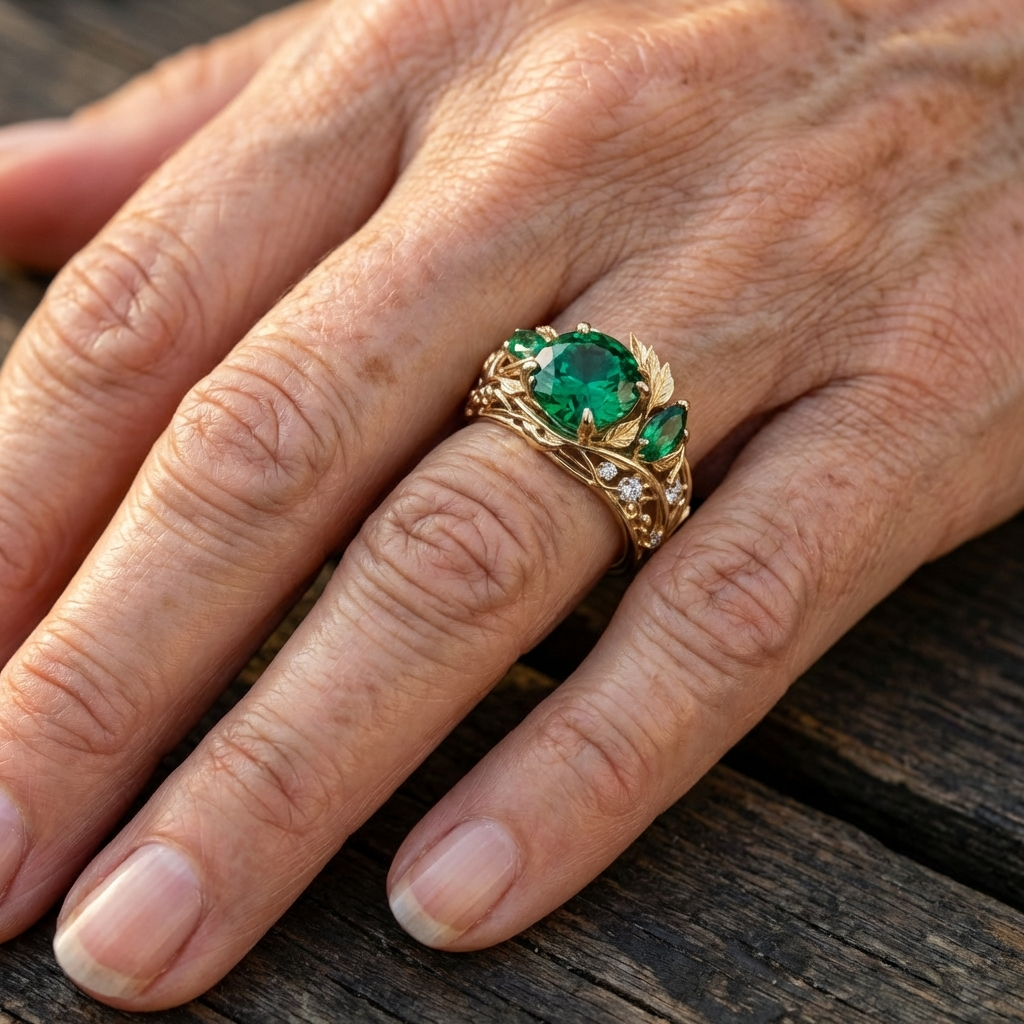 Exotische opengewerkte ring met kristallen aarde