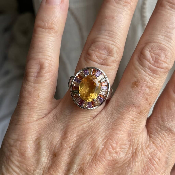 Romantic Oval Champagne Colored Zircon Stones Ring