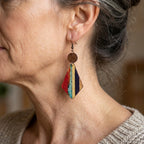 Bohemien stijl gestreepte houten inleg oorhangers