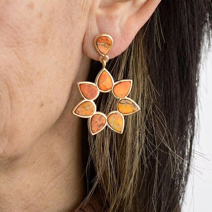 Bohemian Handcrafted Sea Sedient Jasper Stud Earrings