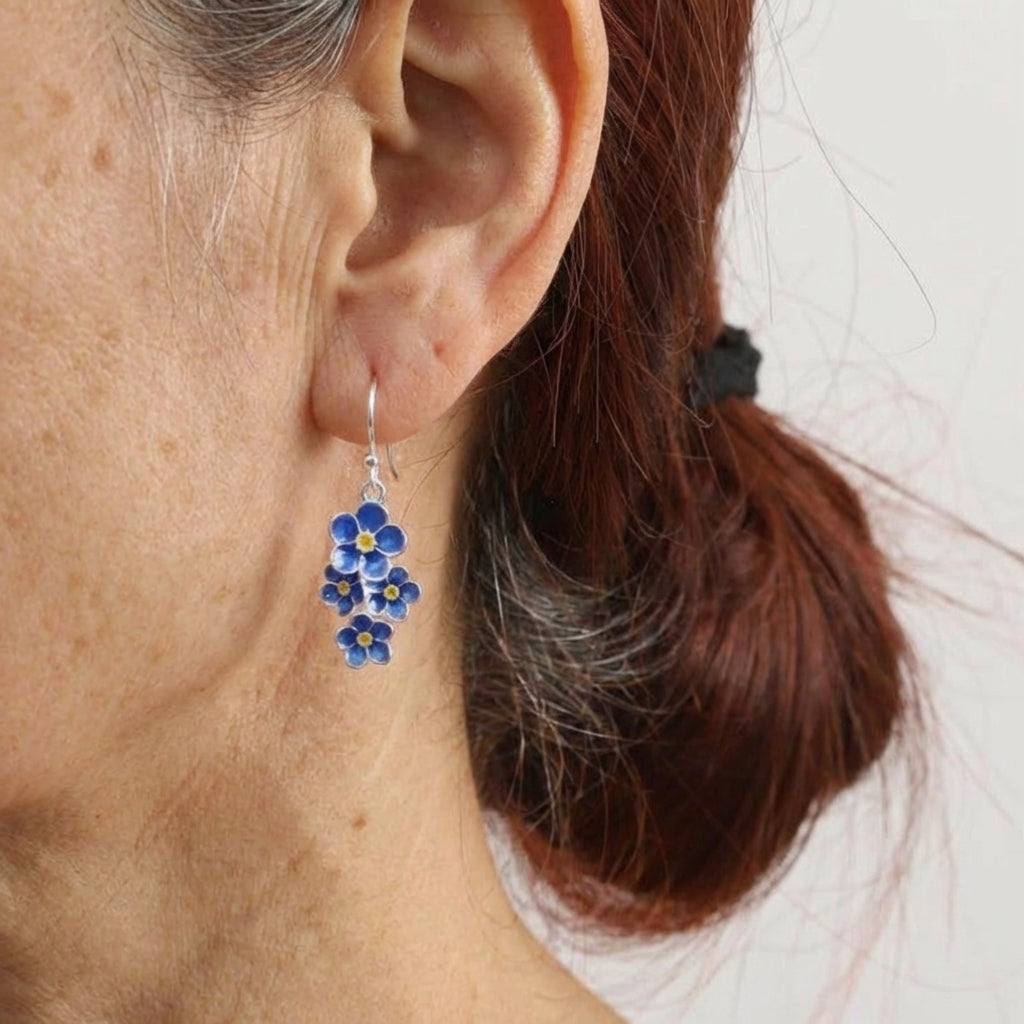 Vintage bohemien oorhangers met blauw emaille