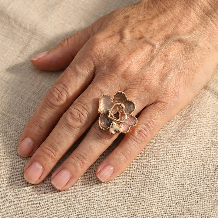 Bohemian Handmade Enamel Heart Shaped Gold Plated Rings