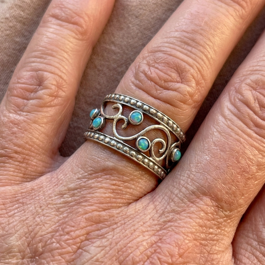 Vintage bohemien brede ring met opengewerkt design