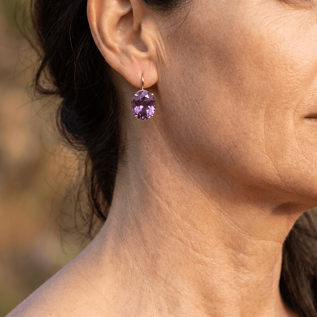 Elegant Boho Style Purple Cubic Zirconia Drop Earrings