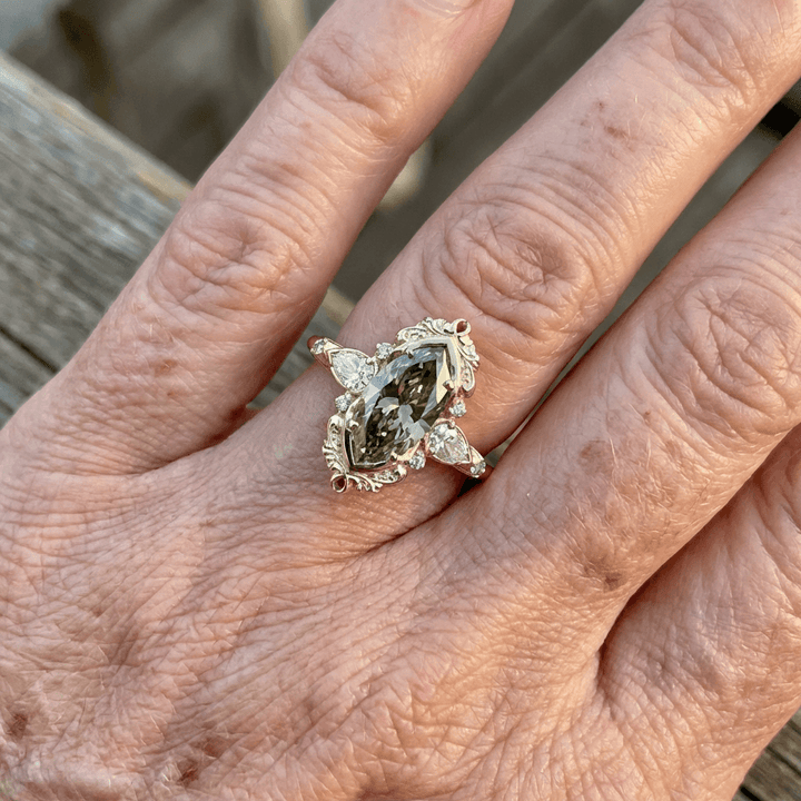 Elegant Green Cubic Zirconia Copper Engagement Ring