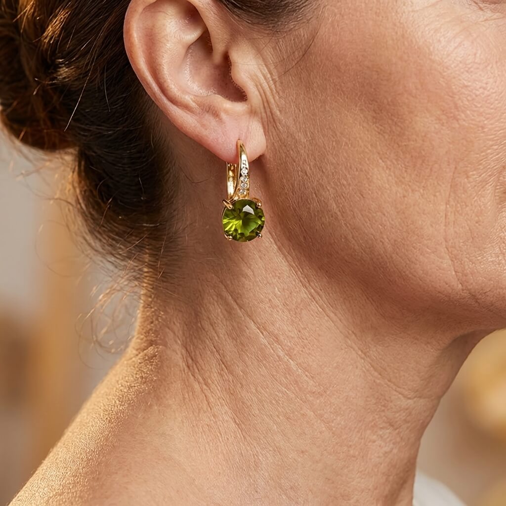 Vintage Bohemian Green Cubic Zirconia Golden Claw Earrings