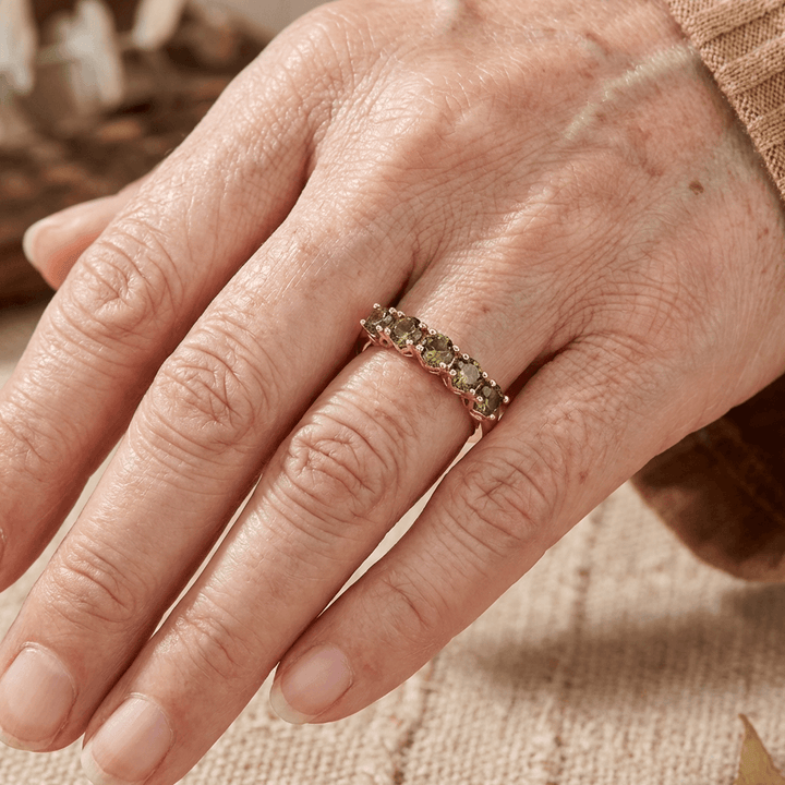 Vintage Style Olive Green Cubic Zirconia Ring