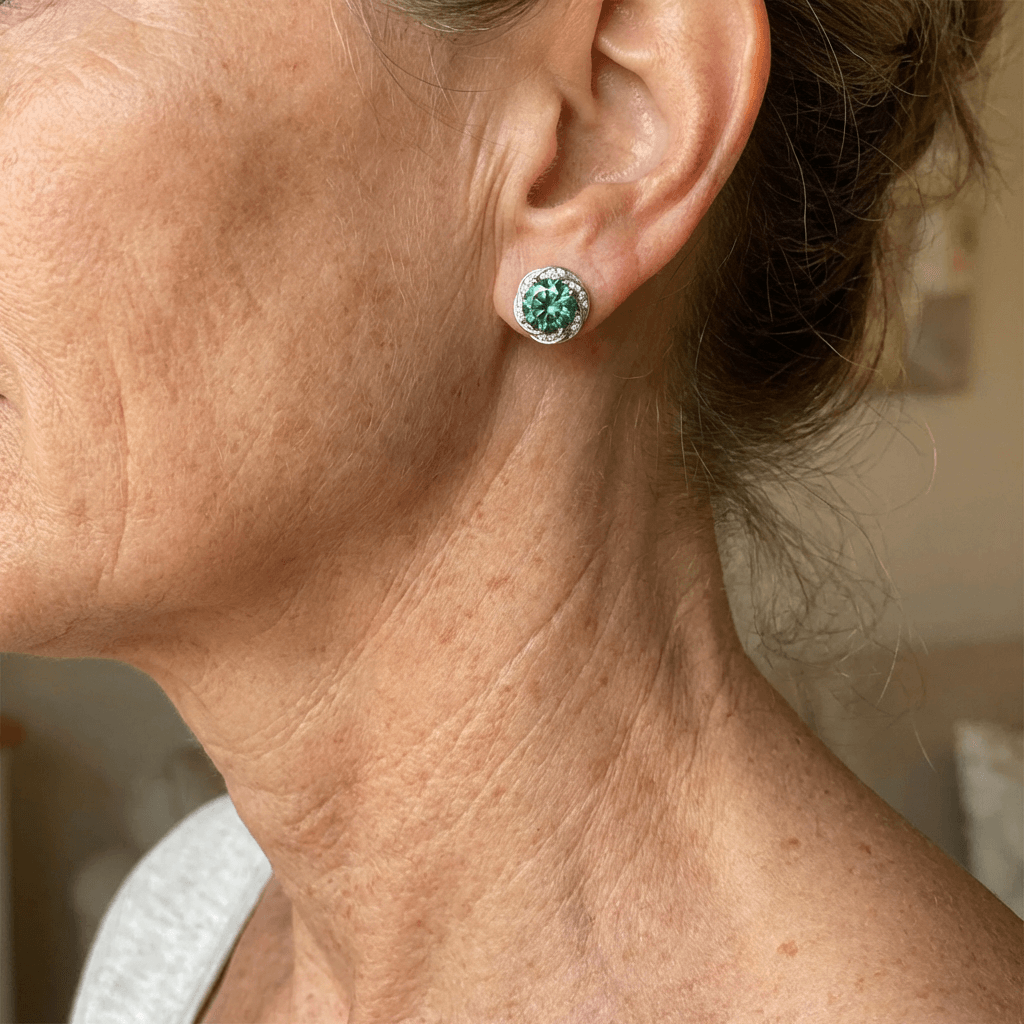 Elegant Sparkling Inlay Green Zirconia Flower Stud Earrings