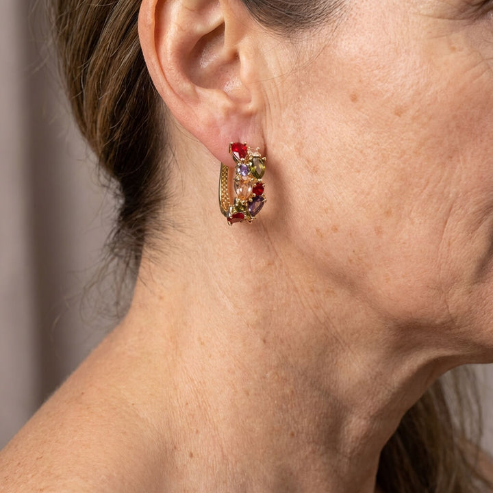 Elegant Multi Colored Zirconia Teardrop Shape Earrings