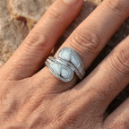 Vintage Boho White Opal Stone Ring