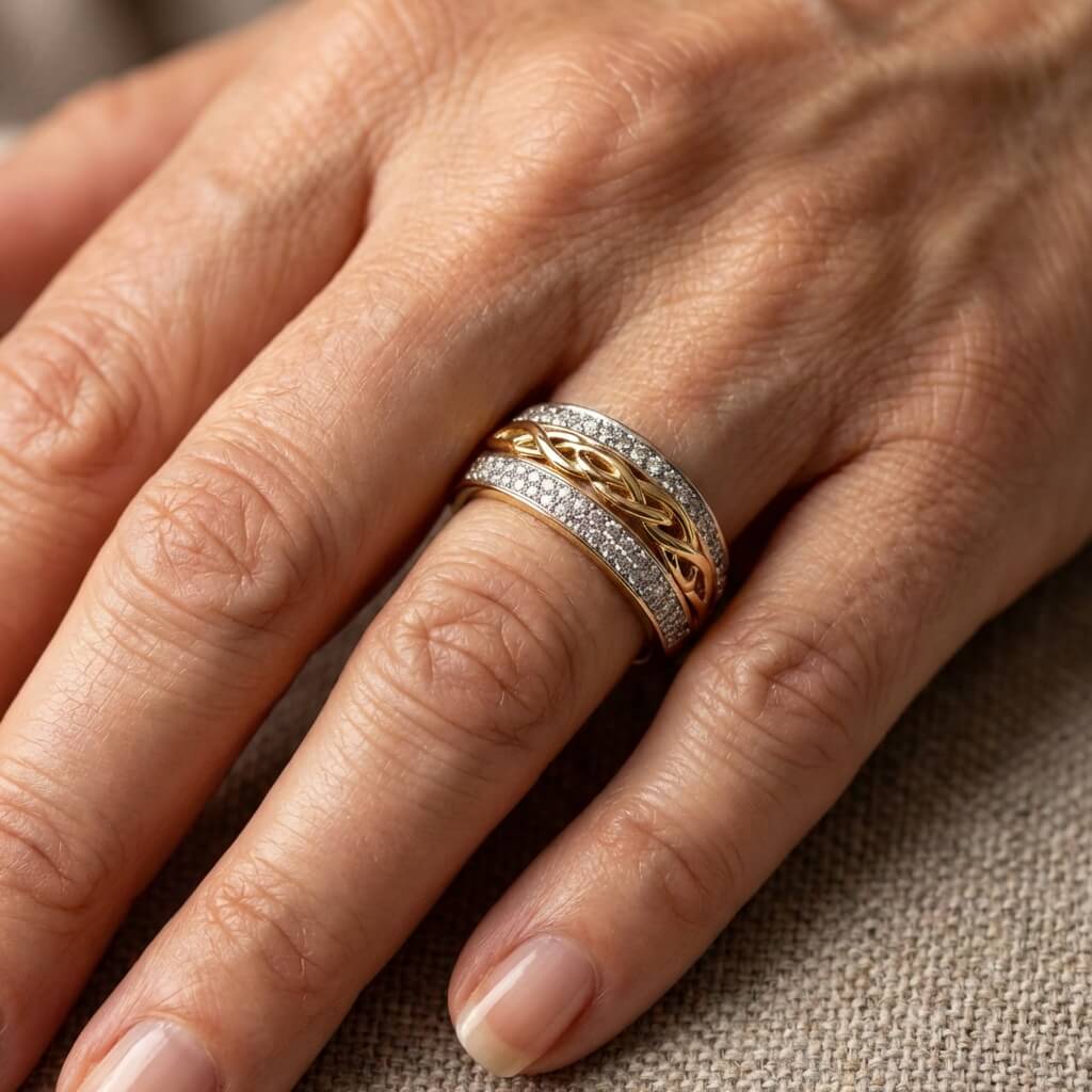 Vintage vergulde ring met ingelegde zirkonia