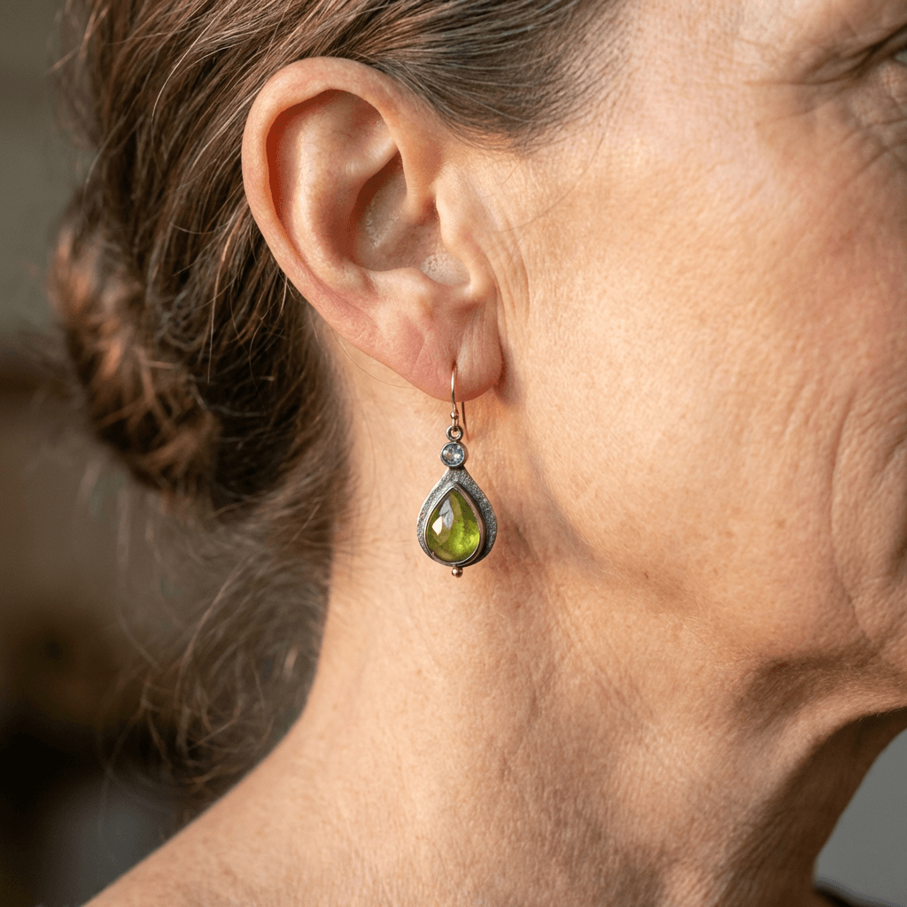 Vintage Bohemian Olive Green Cube Zirconia Earrings
