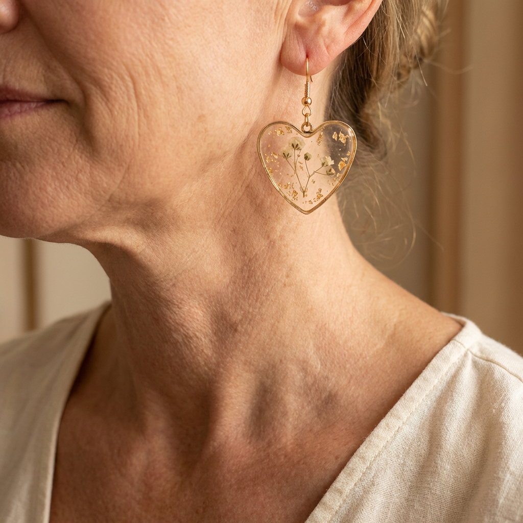 Elegante oorhangers met bloemontwerp en hartbedel