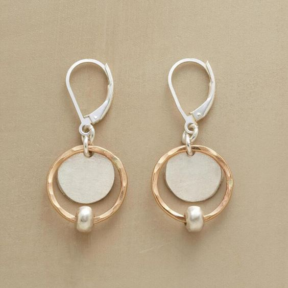 Vintage vergulde en verzilverde parel oorhangers
