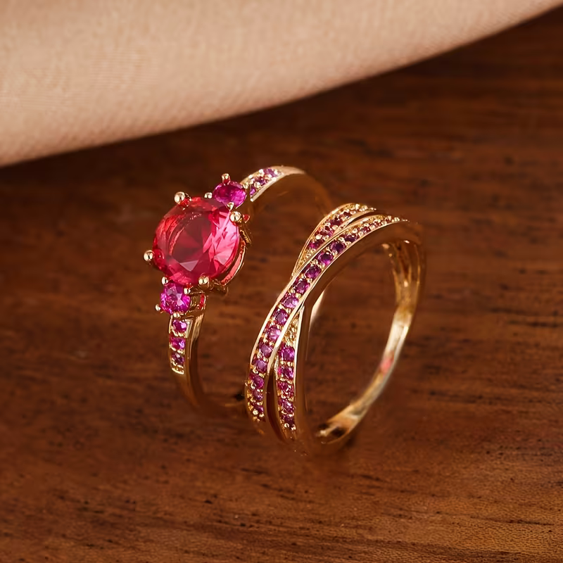 Smaragd duo ringenset