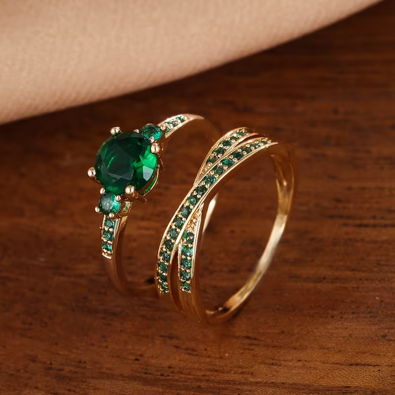 Smaragd duo ringenset