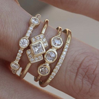 Vintage vergulde stapelbare ringenset geïnspireerd op art deco