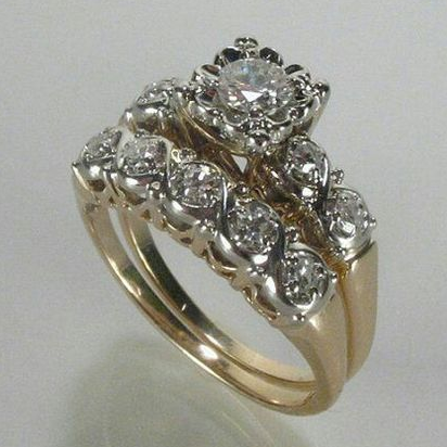 Vintage sprankelende goudkleurige ring