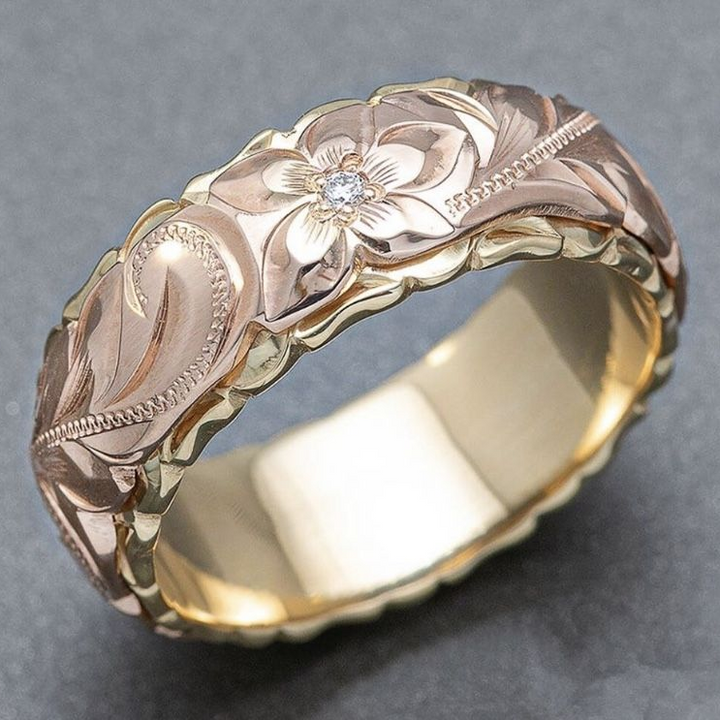 Vintage Rose Flower Style Gold Plated Ring