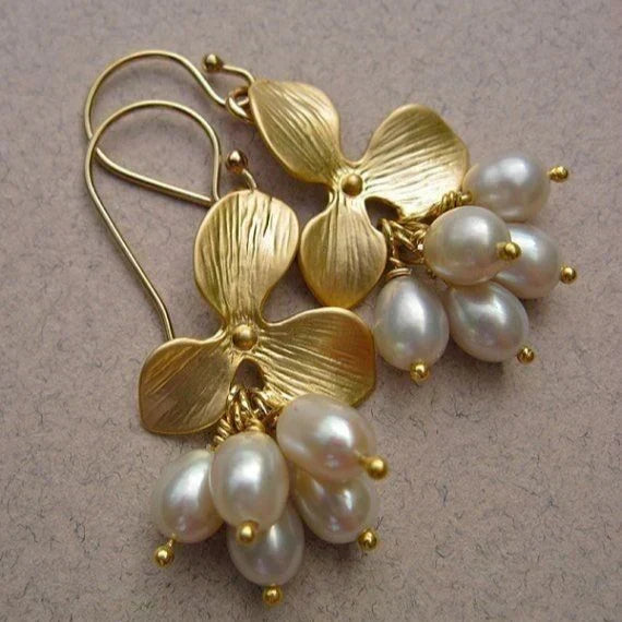 Vintage bloem parel oorbellen
