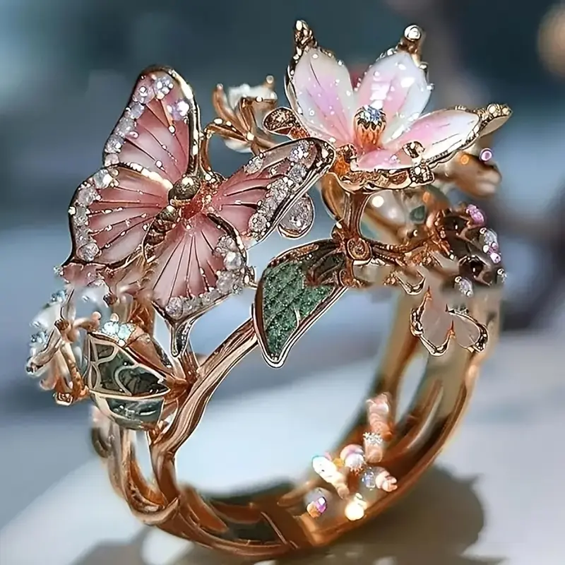 Natuur heldere vlinder zirkonia ring