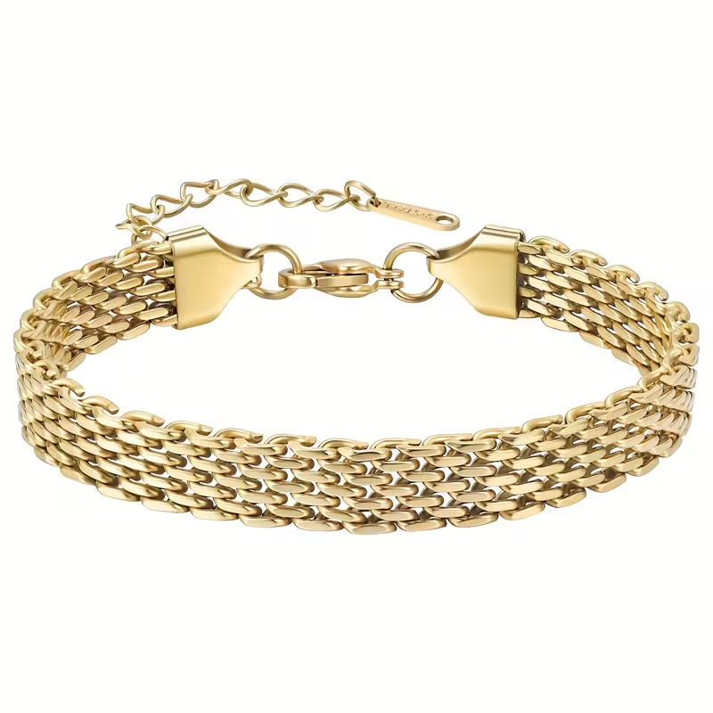 Goudkleurige elegante mesh armband