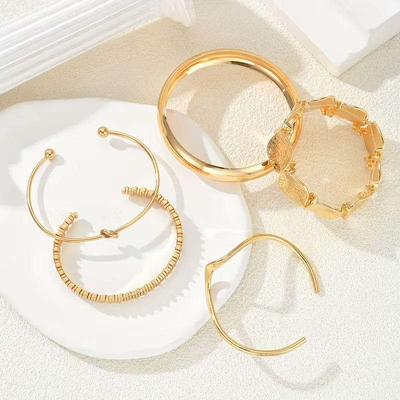 Boho veelzijdige goudkleurige armbandenset
