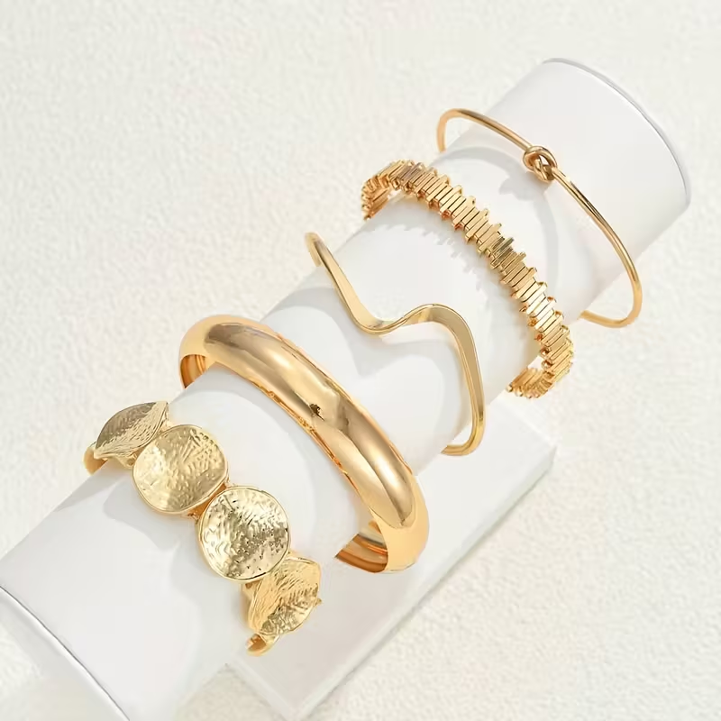 Boho veelzijdige goudkleurige armbandenset