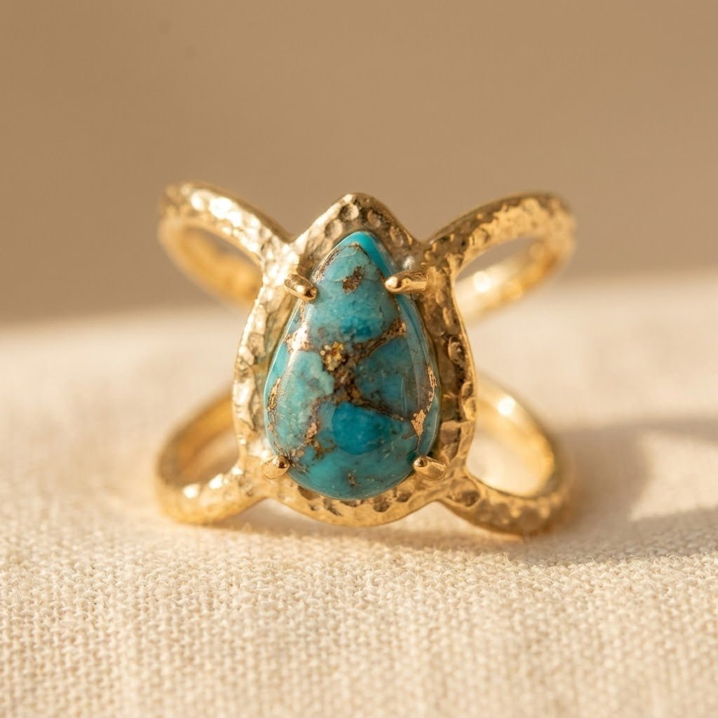 Bohemian Teardrop Turquoise Ring