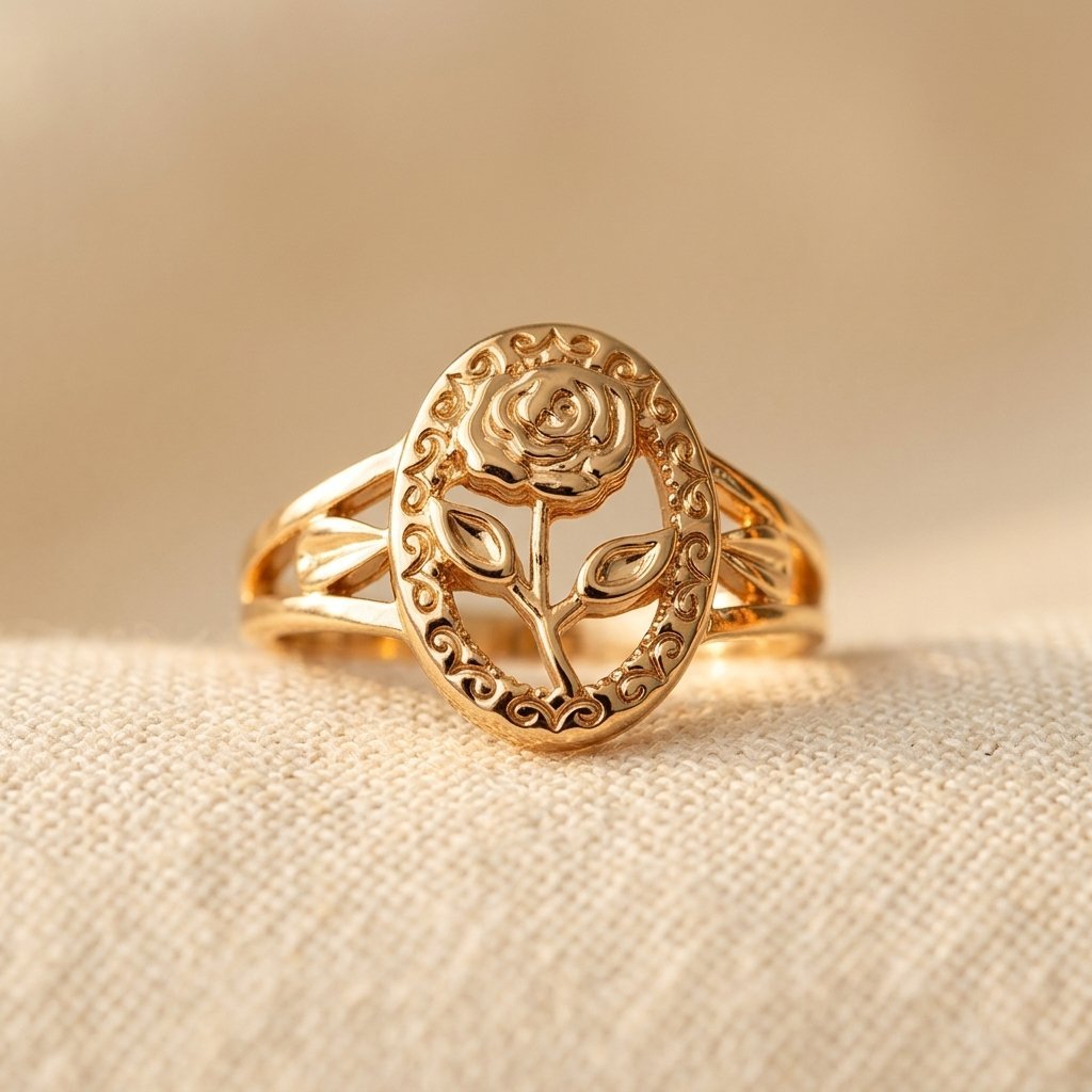 Ovale ring met rozenpatroon
