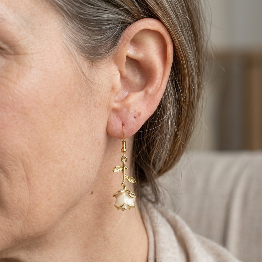 Flower Dangle Vintage Rose Gold Earrings