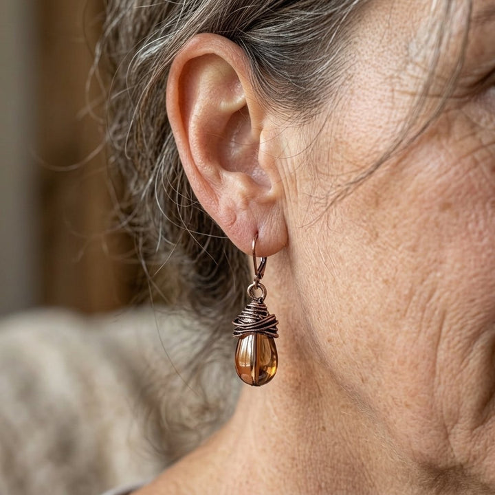 Boho Handcrafted Distressed Metal Wrap Earrings