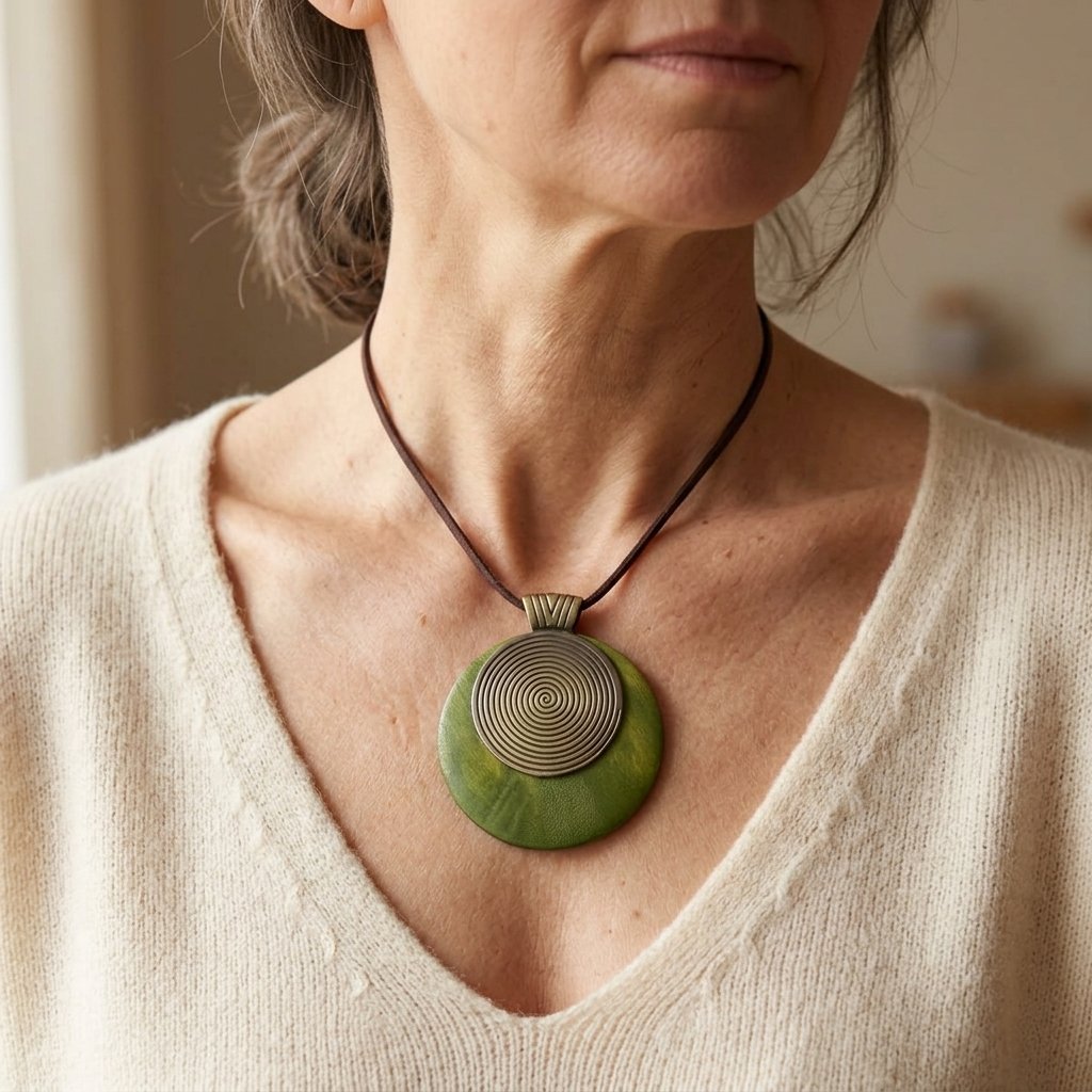 Retro lange ketting met geregen hanger