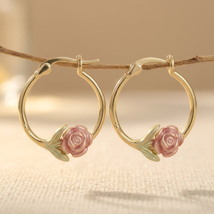 Hoop Rose Earrings