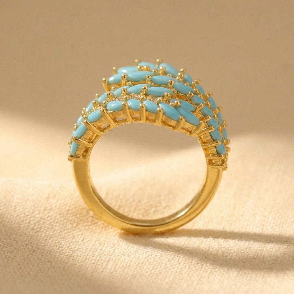 Turquoise Floral Adjustable Ring