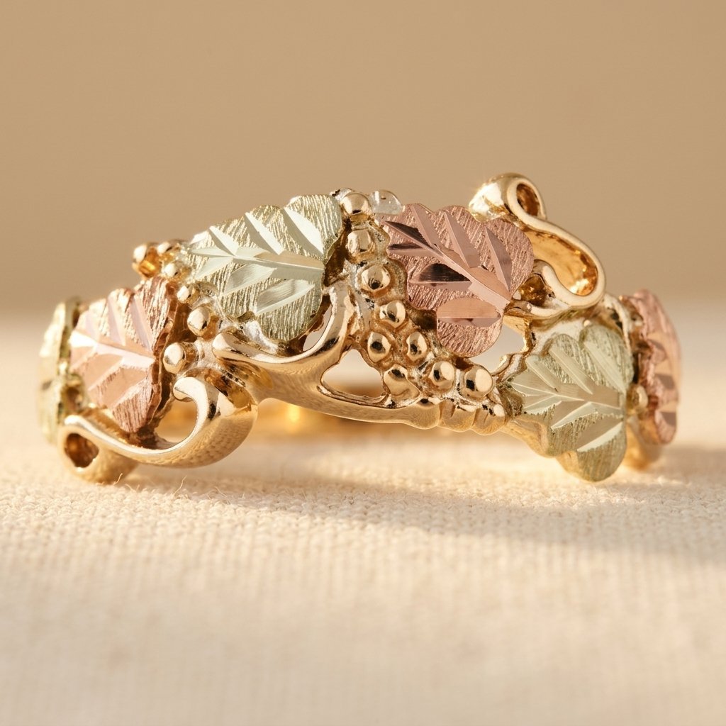 Elegante vintage bohemien koperen ring met roze en groen