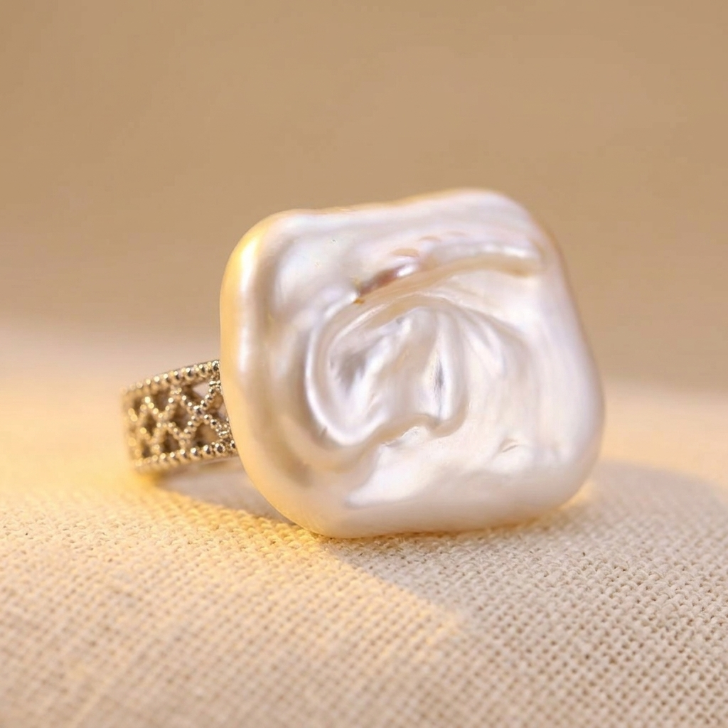 Verstelbare barok parel ring