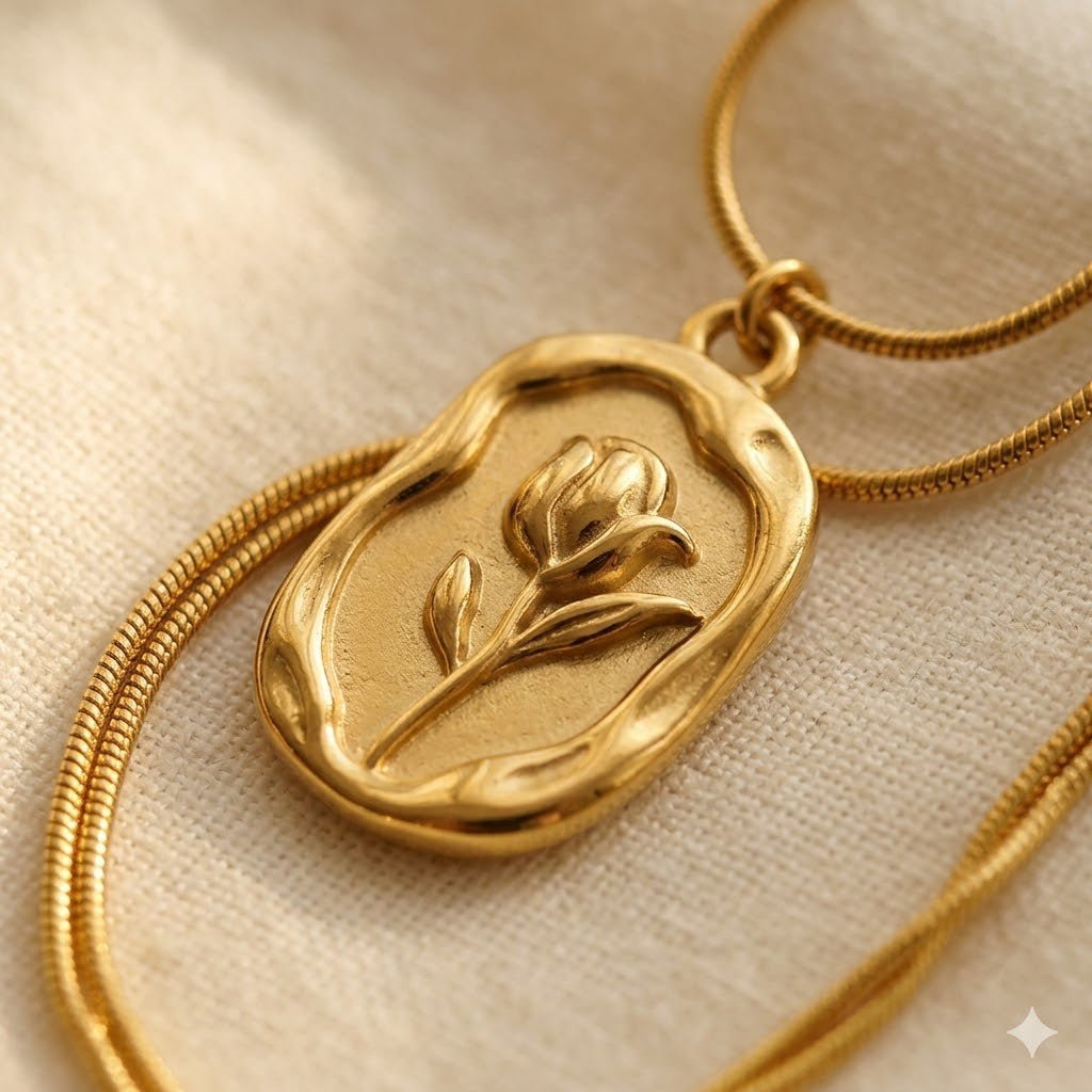 Roos tulp ketting met hanger