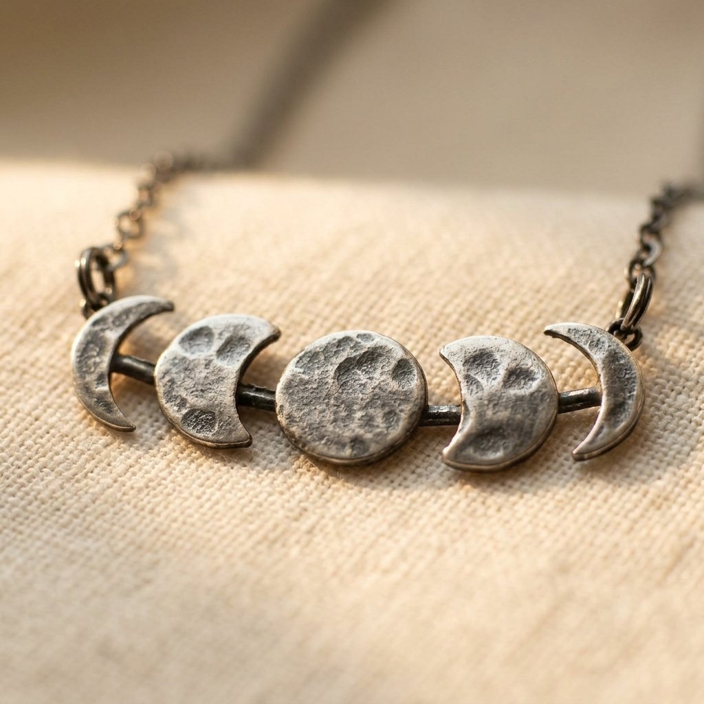 Zilverkleurige maancirkel ketting