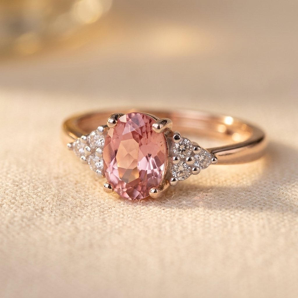 Elegante roze kristallen ring