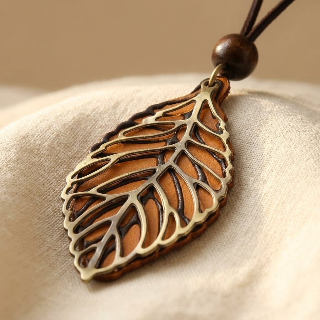 Boho vintage imitatieleren hanger