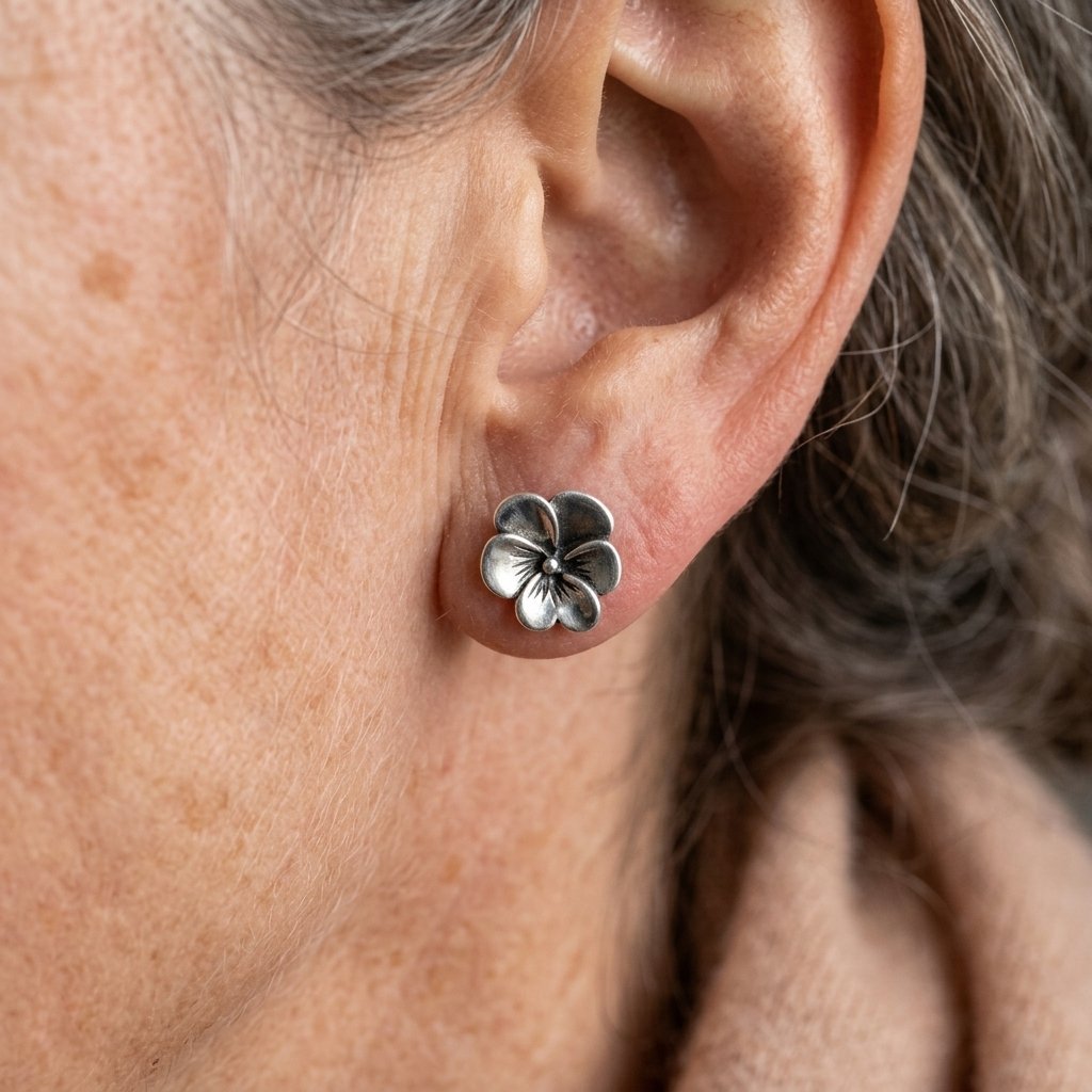Silver Flower Stud Earrings