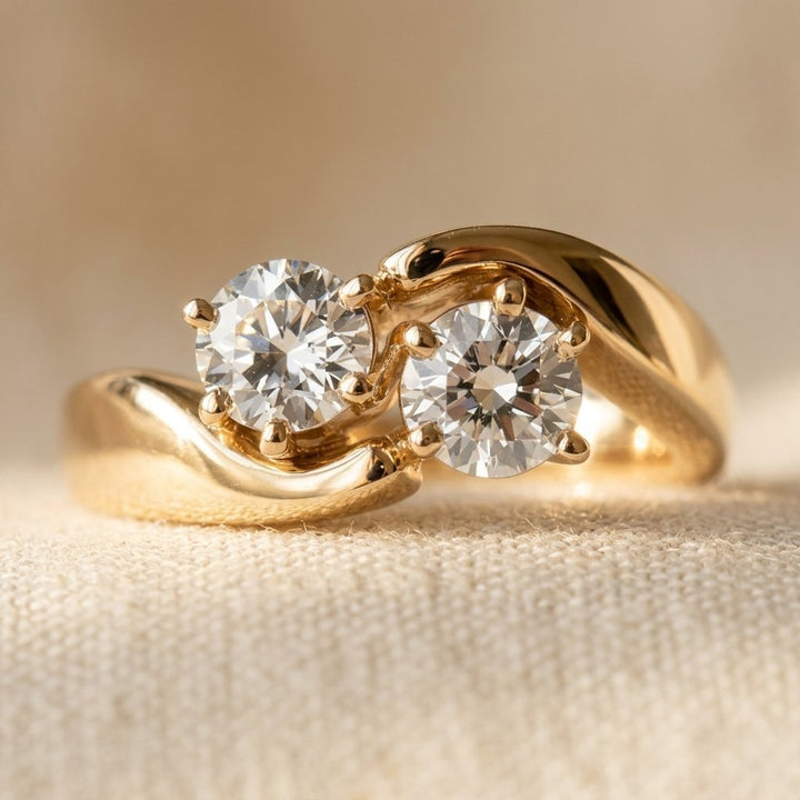Vintage Wavy Zirconia Gold-Tone Finish ring