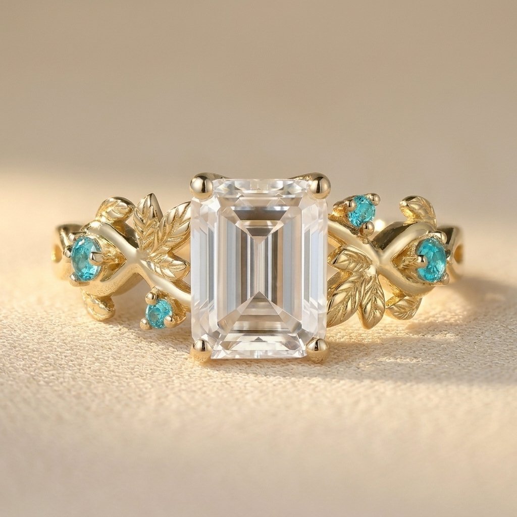 Vintage Leaf Cubic Zirconia Ring