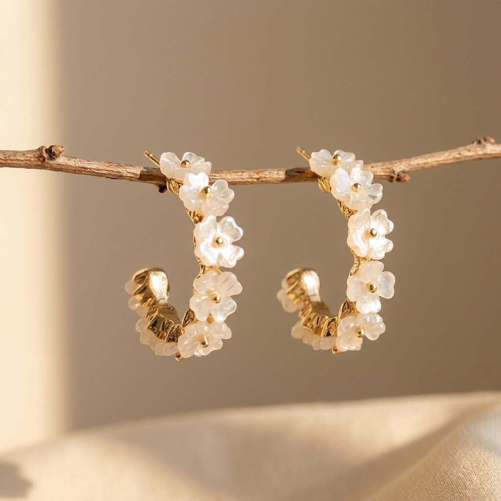 Elegant Vintage-Inspired Flower Hoop Earrings