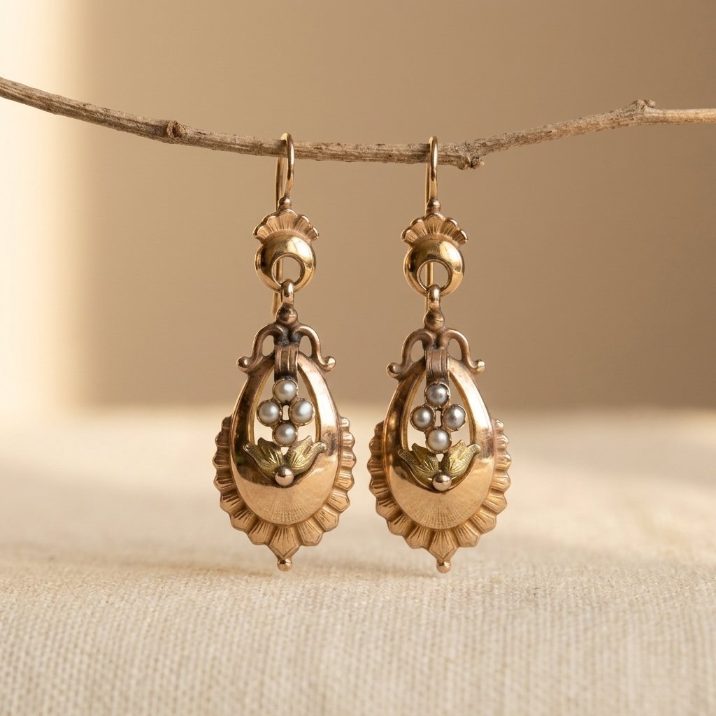 Vintage bohemien oorhangers met imitatieparel