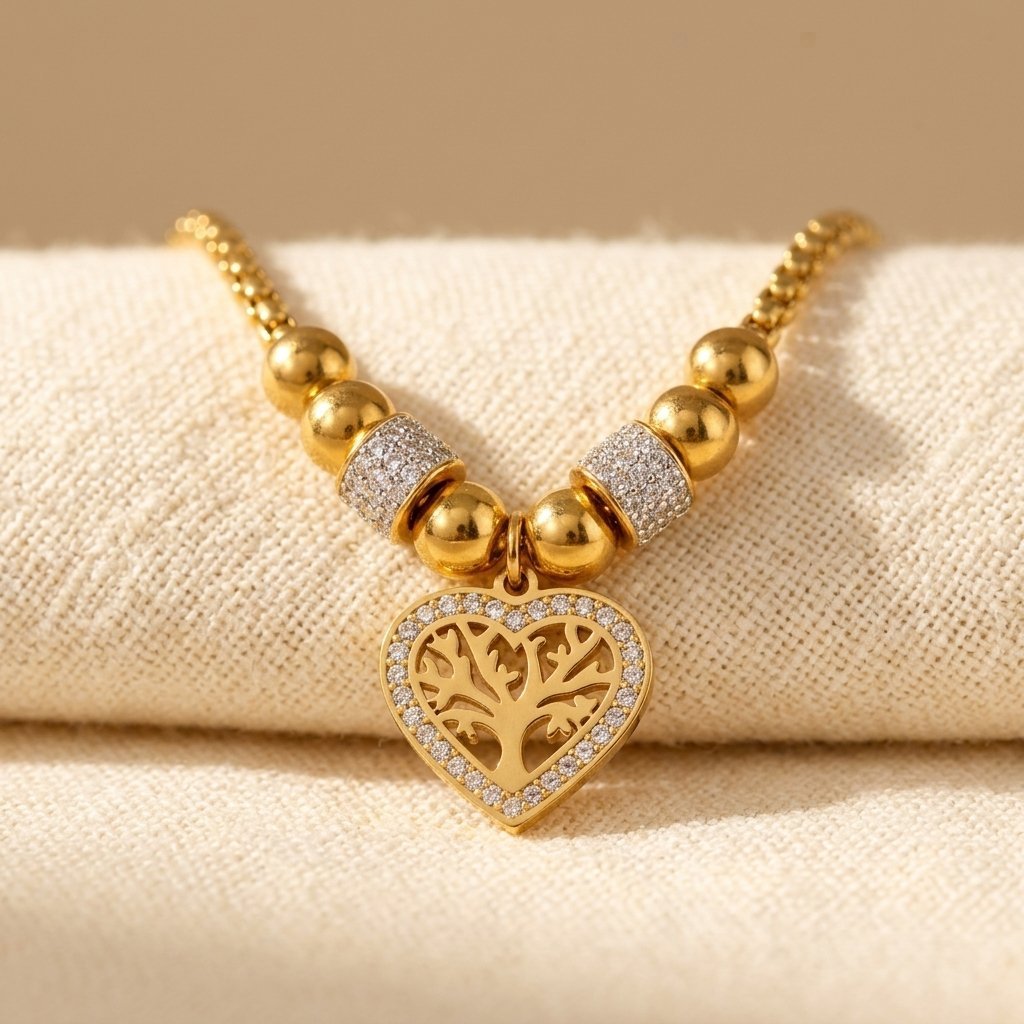 Elegante roestvrij stalen levensboom ketting