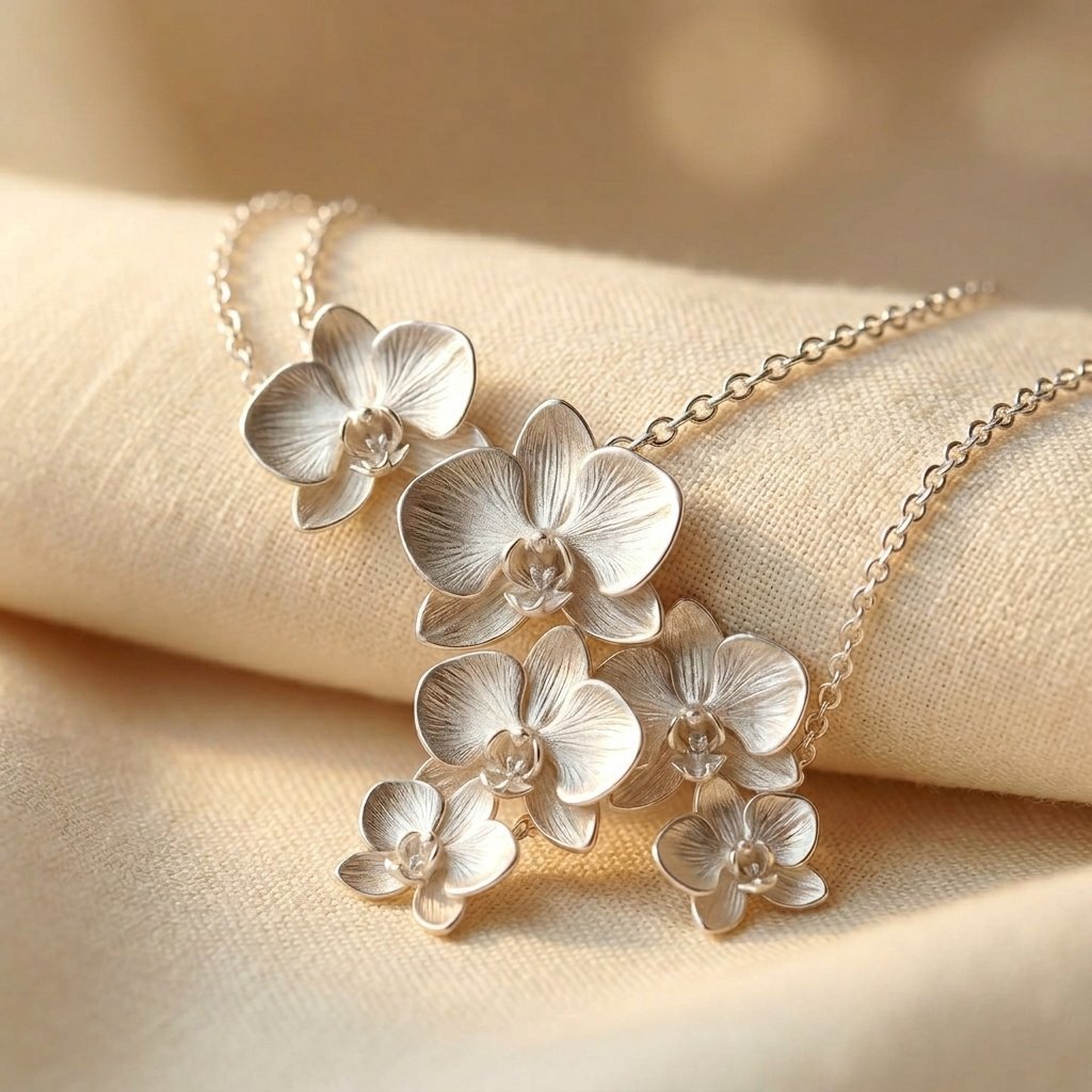 Vintage zilverkleurige bloemenketting